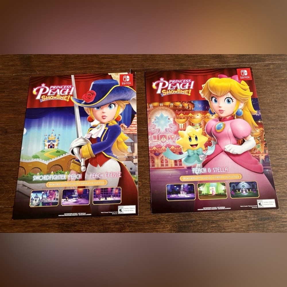 RARE 2 Princess Peach Showtime Mini Poster ✹ Gamestop Canada Promo ✹ Switch 2024